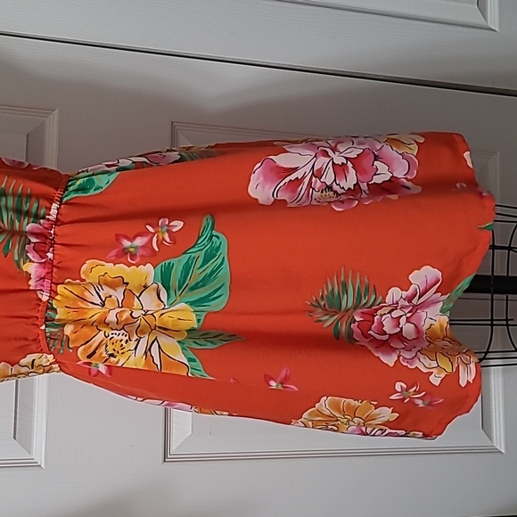 Old Navy Orange Floral Dress, Medium, 20 ptp - Picture 3 of 8